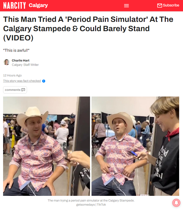 This Man Tried A 'Period Pain Simulator' At The Calgary Stampede & Could  Barely Stand (VIDEO) - Narcity